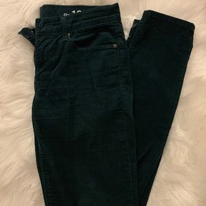 gap dark forrest green corduroy skinny jeans